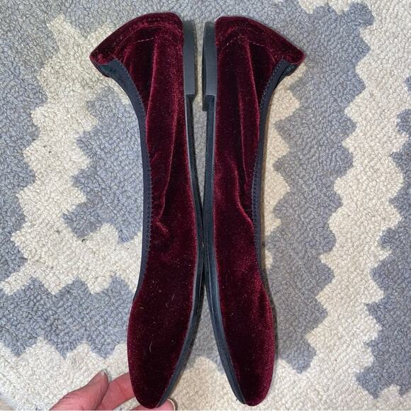 Born Rozalee Ballet Flat Women 8.5 Garnet Burgundy Red Cranberry Velvet Comfort - Picture 7 of 9